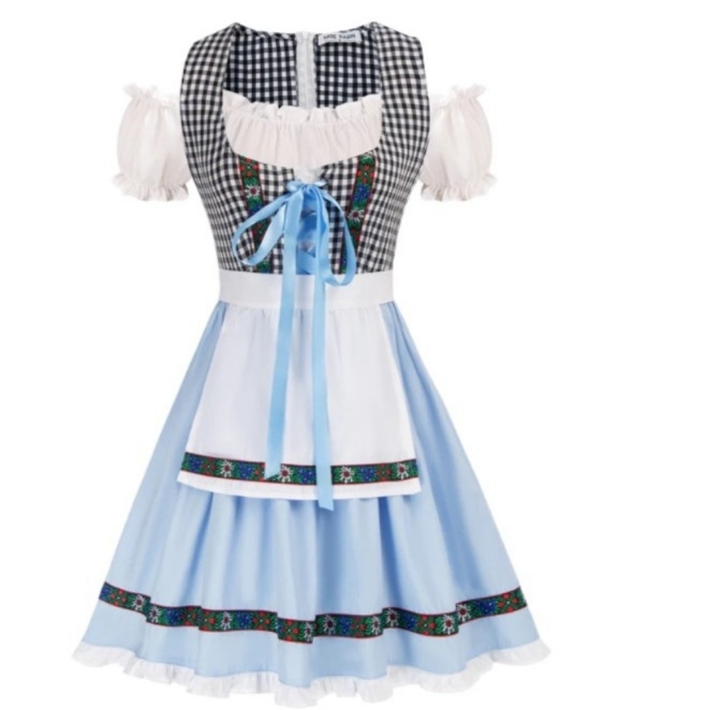 Kate Kasin Dirndl Blue Dress Oktoberfest  German NWOT MED